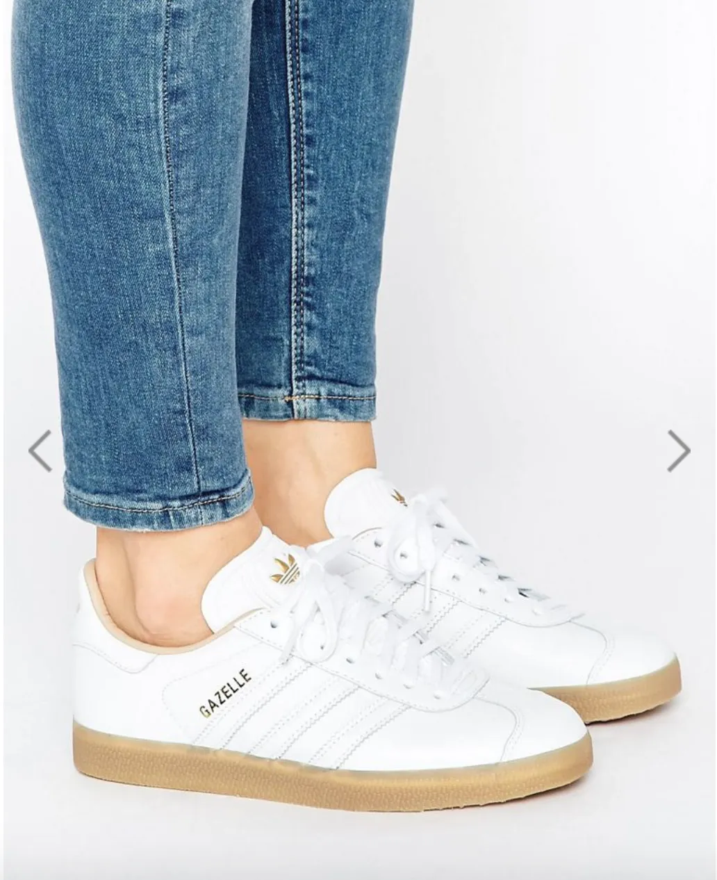 adidas Originals White Leather Gazelle Trainers With Gum Sole