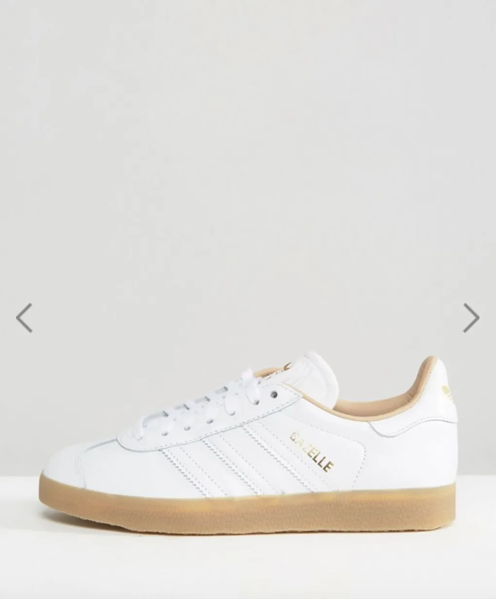 adidas Originals White Leather Gazelle Trainers With Gum Sole