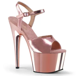 Adore-709 Rose Gold Metallic Pu./Rose Gold Chrome, 7" Heels