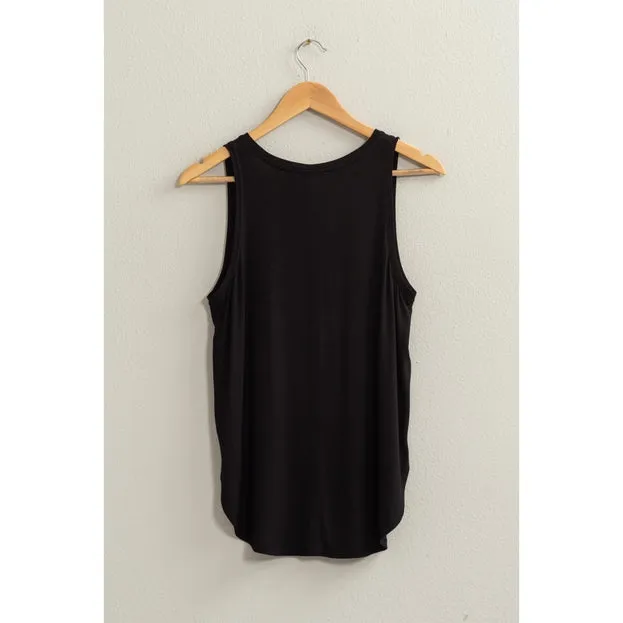 Black V-neck Tank