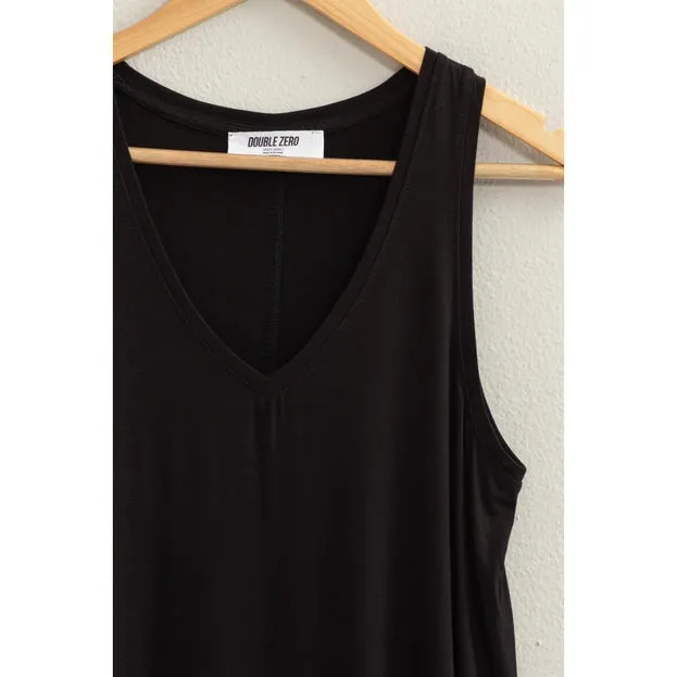 Black V-neck Tank