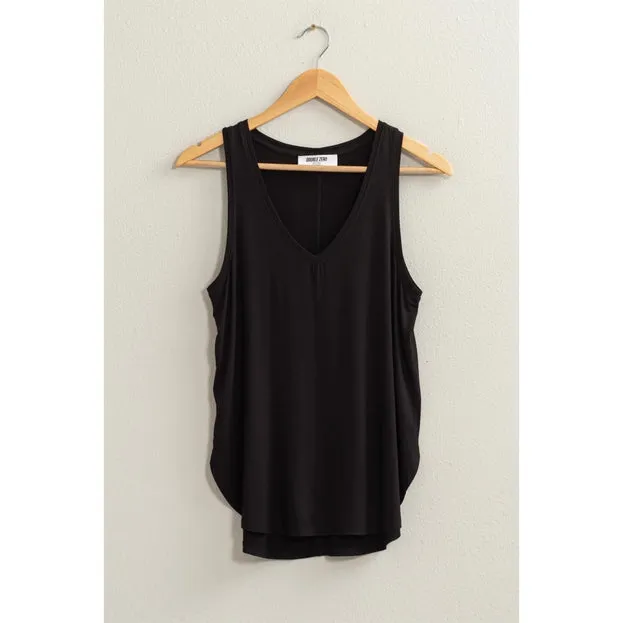 Black V-neck Tank