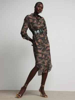 Camouflage Button-Front Maxi Top