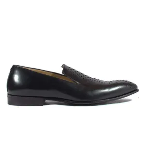 Cesare Paciotti Luxury Italian Italian Men's Designer Shoes Magic Baby Black Leather Loafers (CPM2653)