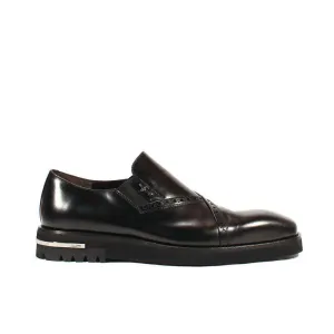 Cesare Paciotti Luxury Italian Men's Designer Shoes Old Paint Black I Leather Loafers (CPM2539)