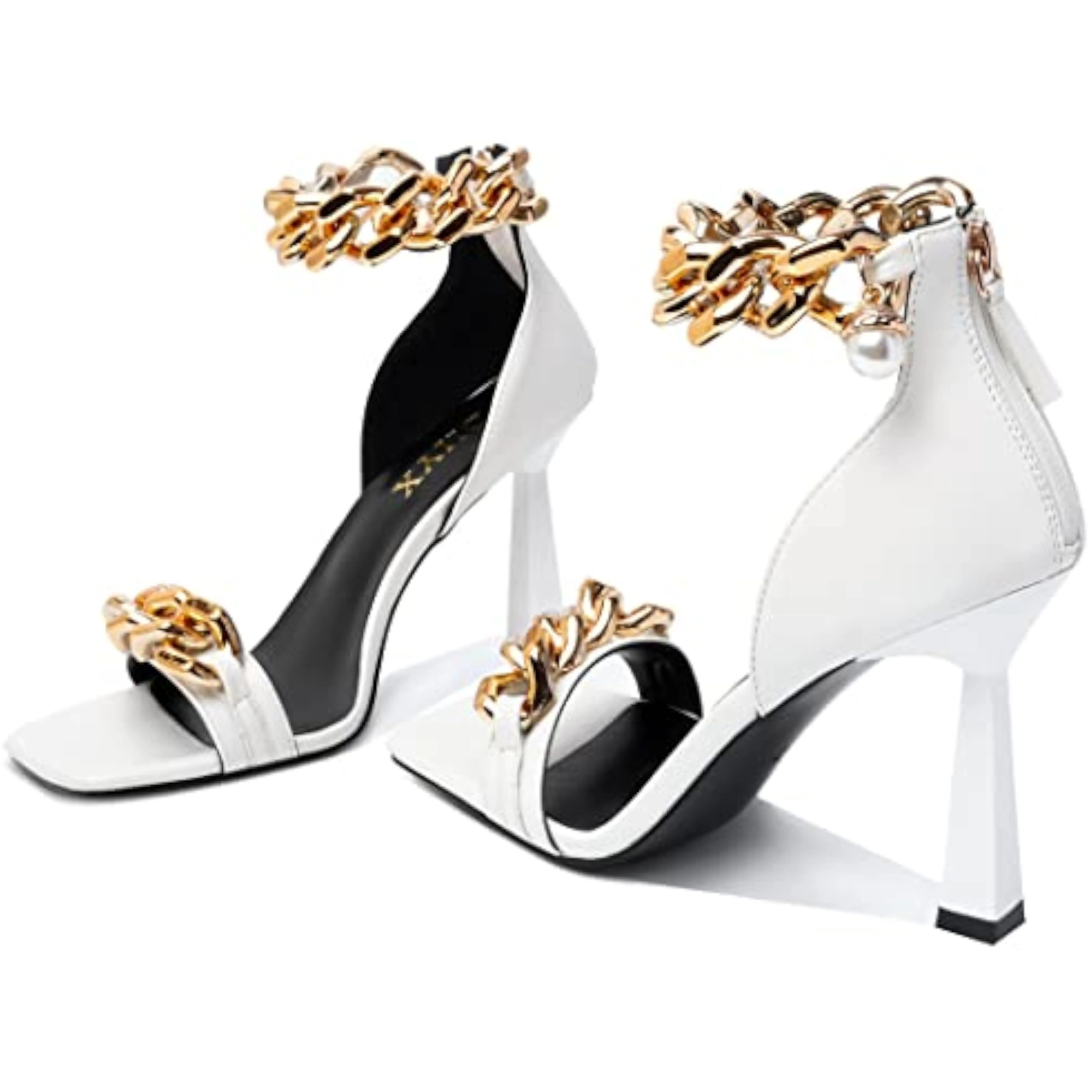 Chained Ankle Strap Gold Luxury Dress Heels