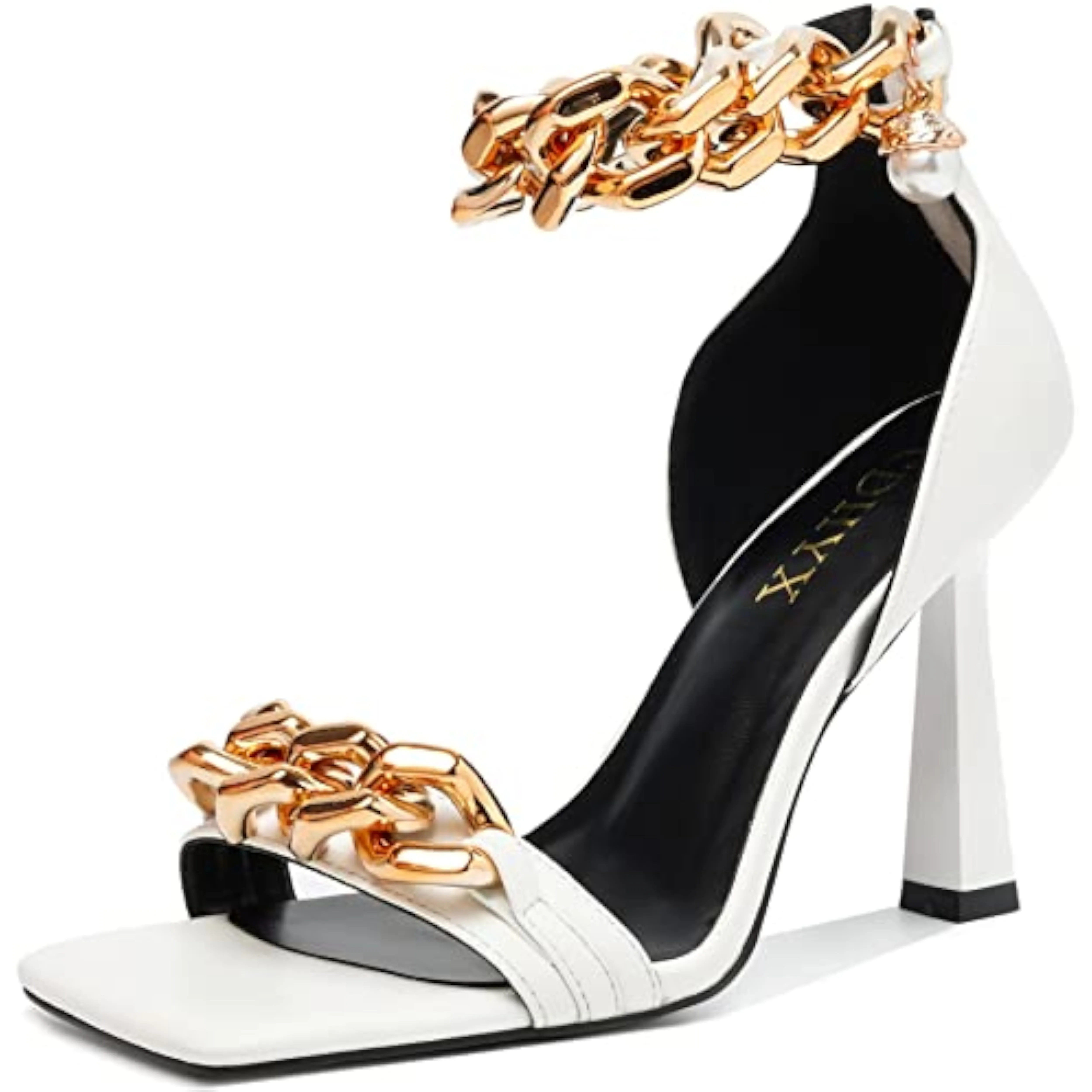 Chained Ankle Strap Gold Luxury Dress Heels