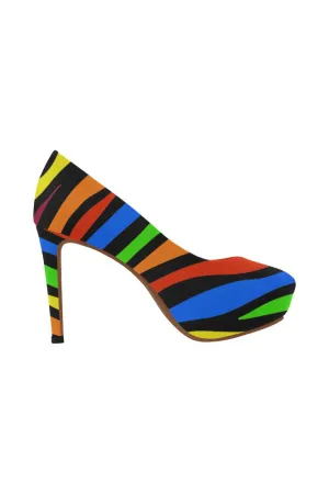 Colorful Zebra Print Women's High Heels