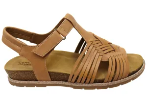 Comfortiva Gladia Womens Comfort Footbed Leather Sandals Wide Fit