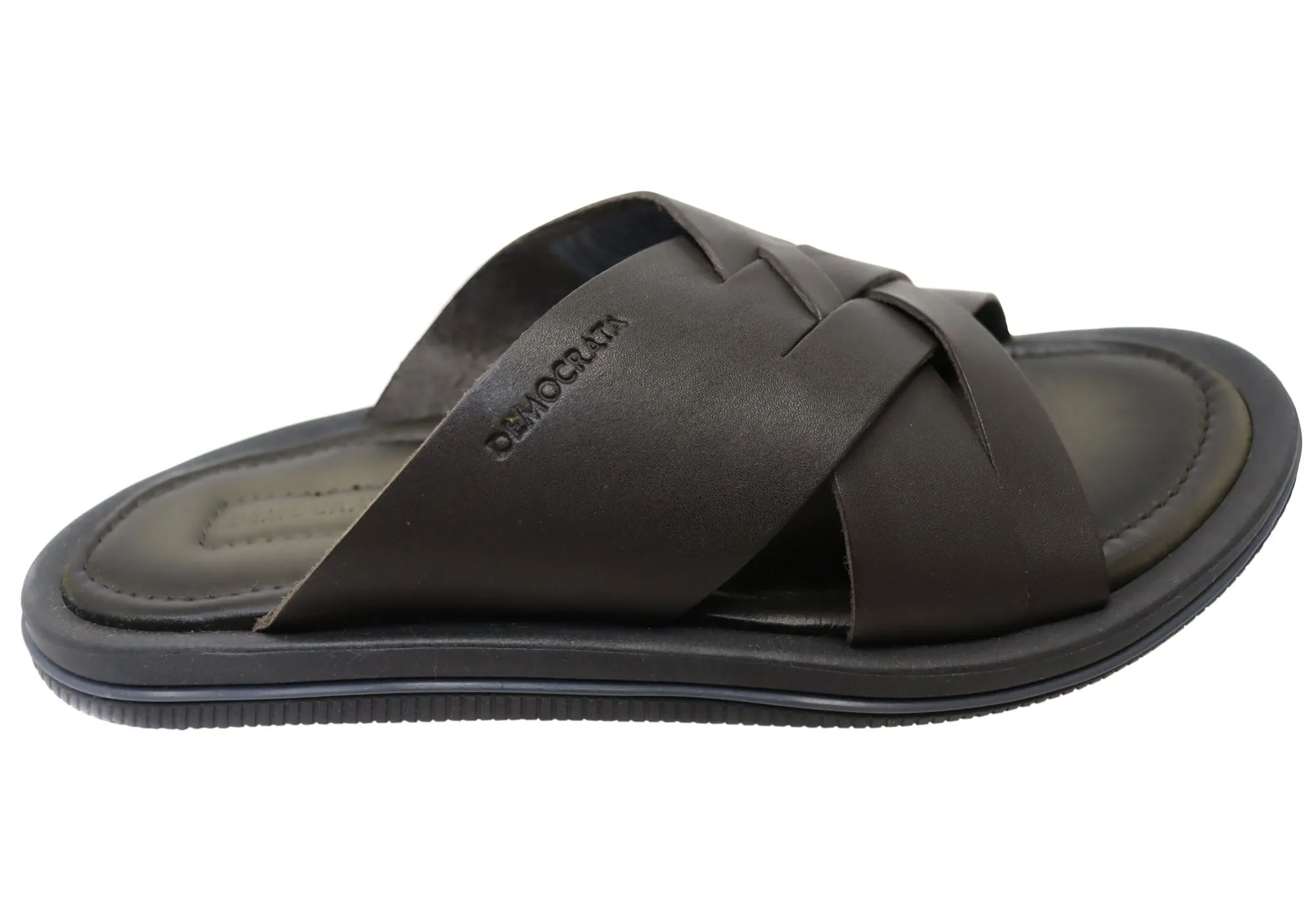 Democrata Pauly Mens Leather Comfortable Slide Sandals Made In Brazil