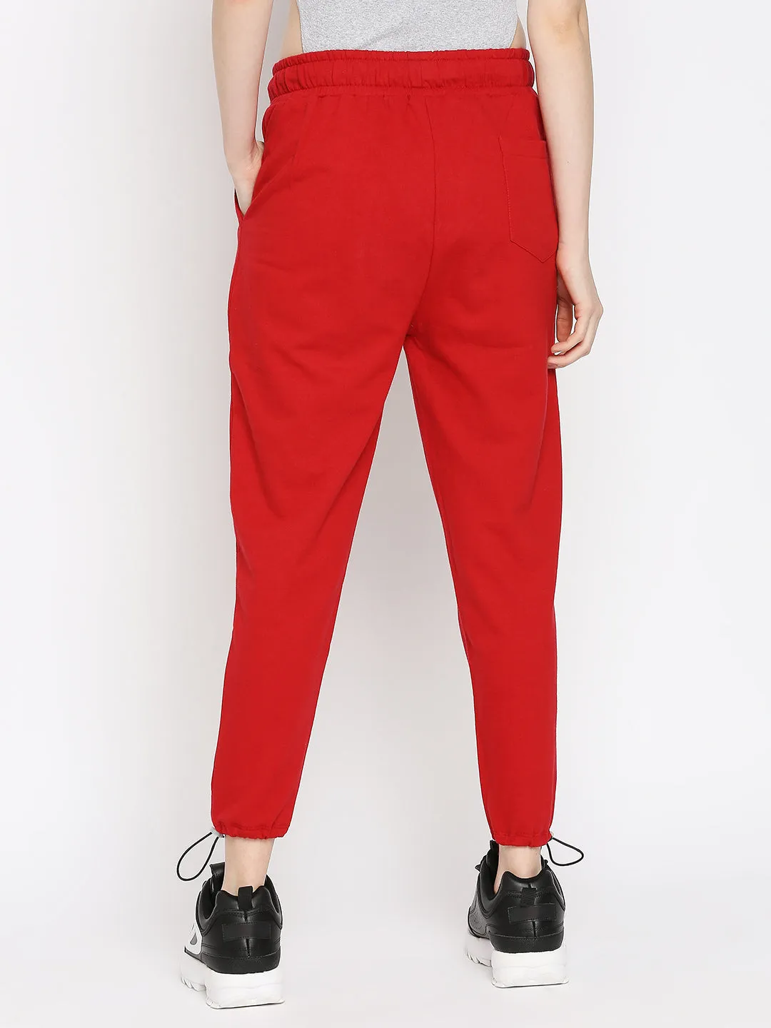 Disrupt Red Graphic Print Regular Fit Joggers For Women