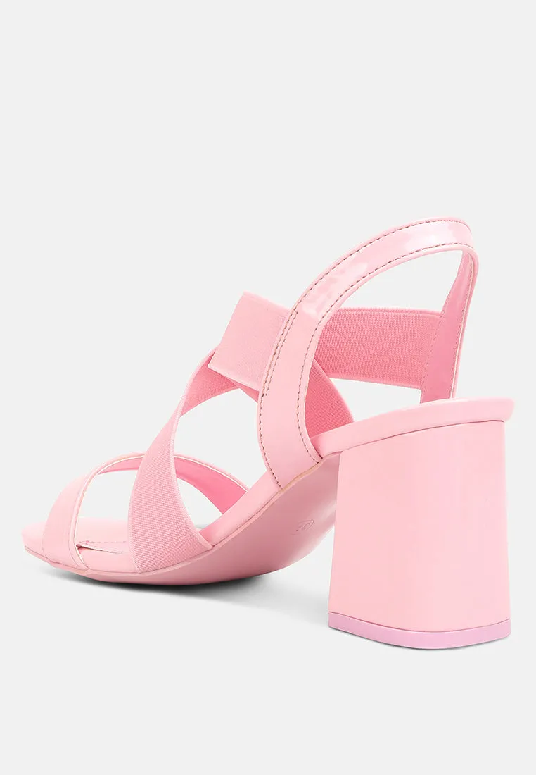 Elastic Straps Block Heel Sandals