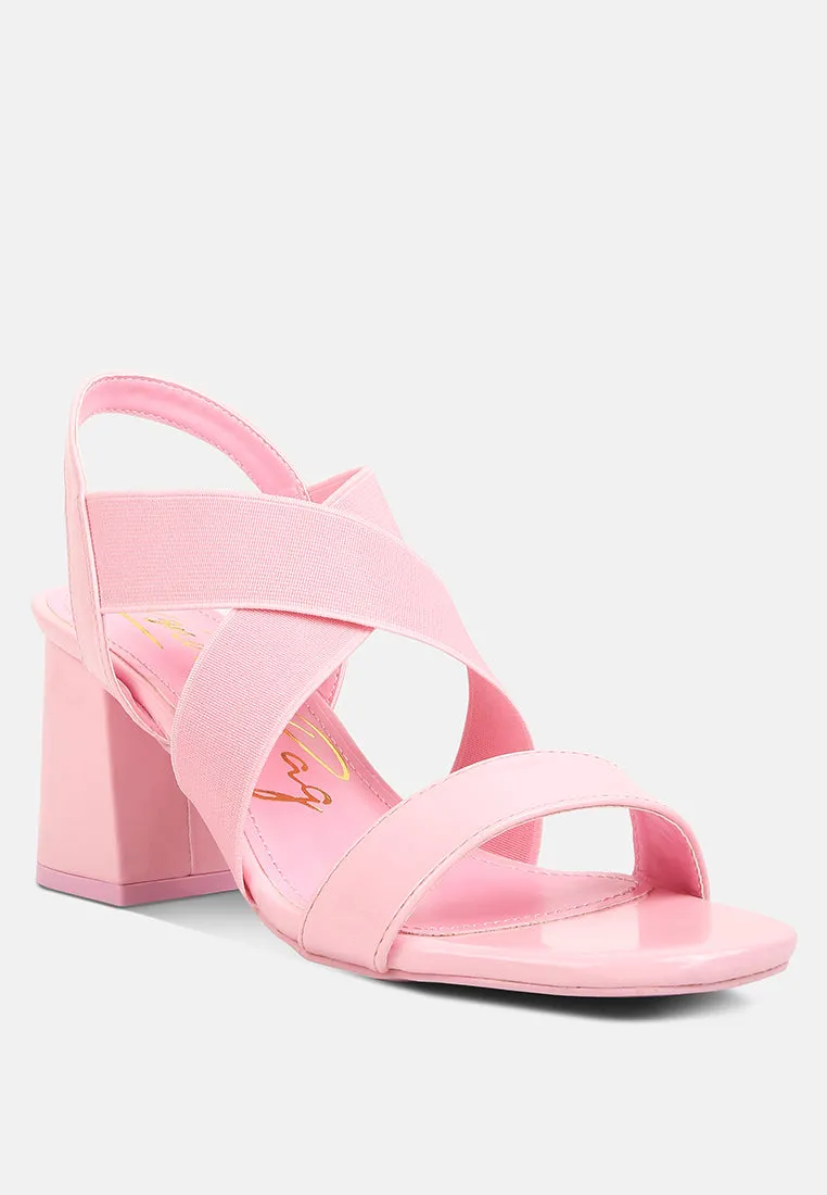 Elastic Straps Block Heel Sandals