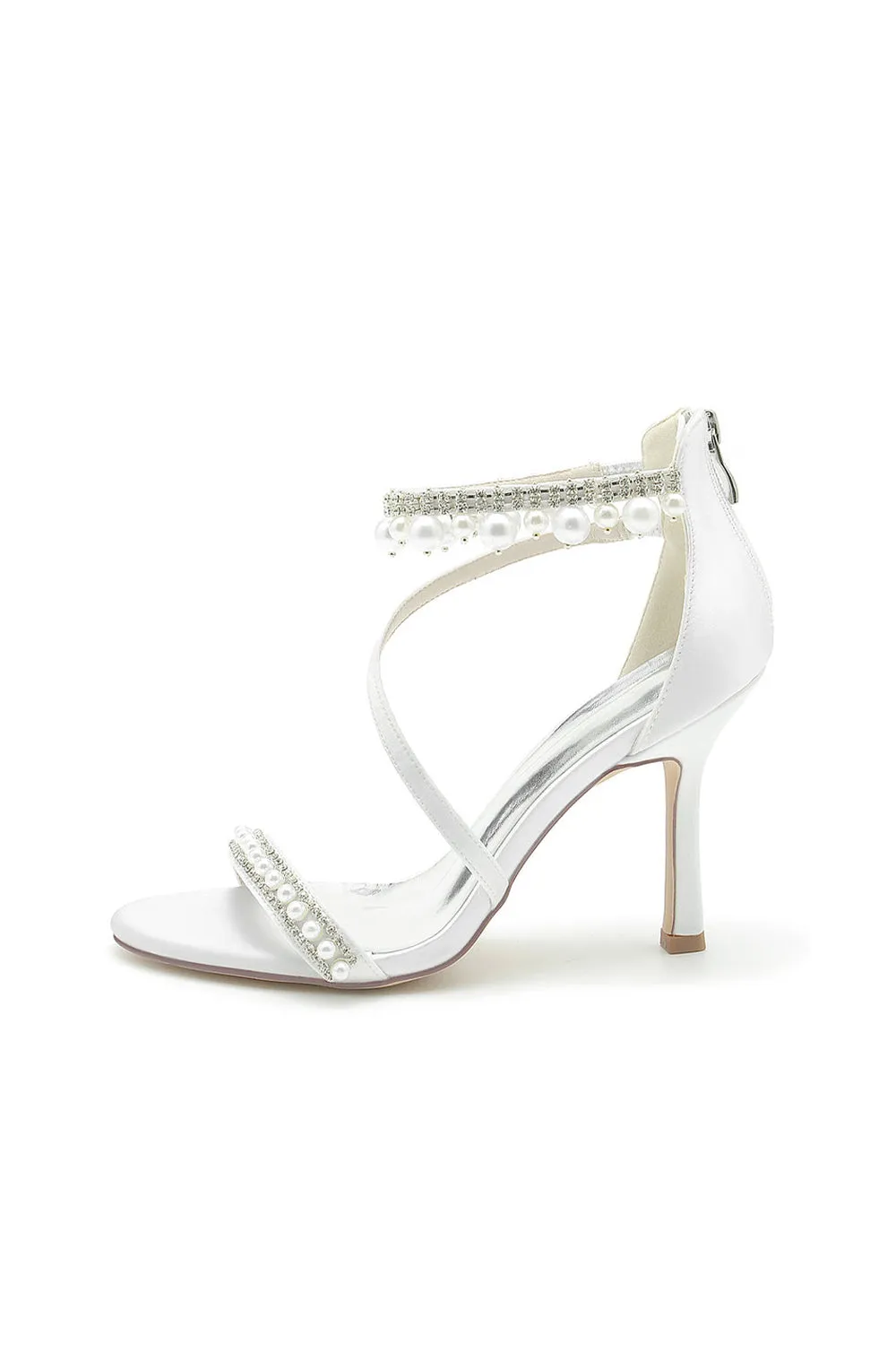 Elegant Single Strap Pearl Beaded Wedding Shoes