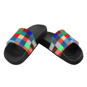 Flip-Flop Sandals, Multicolor Block Style Womens Slides