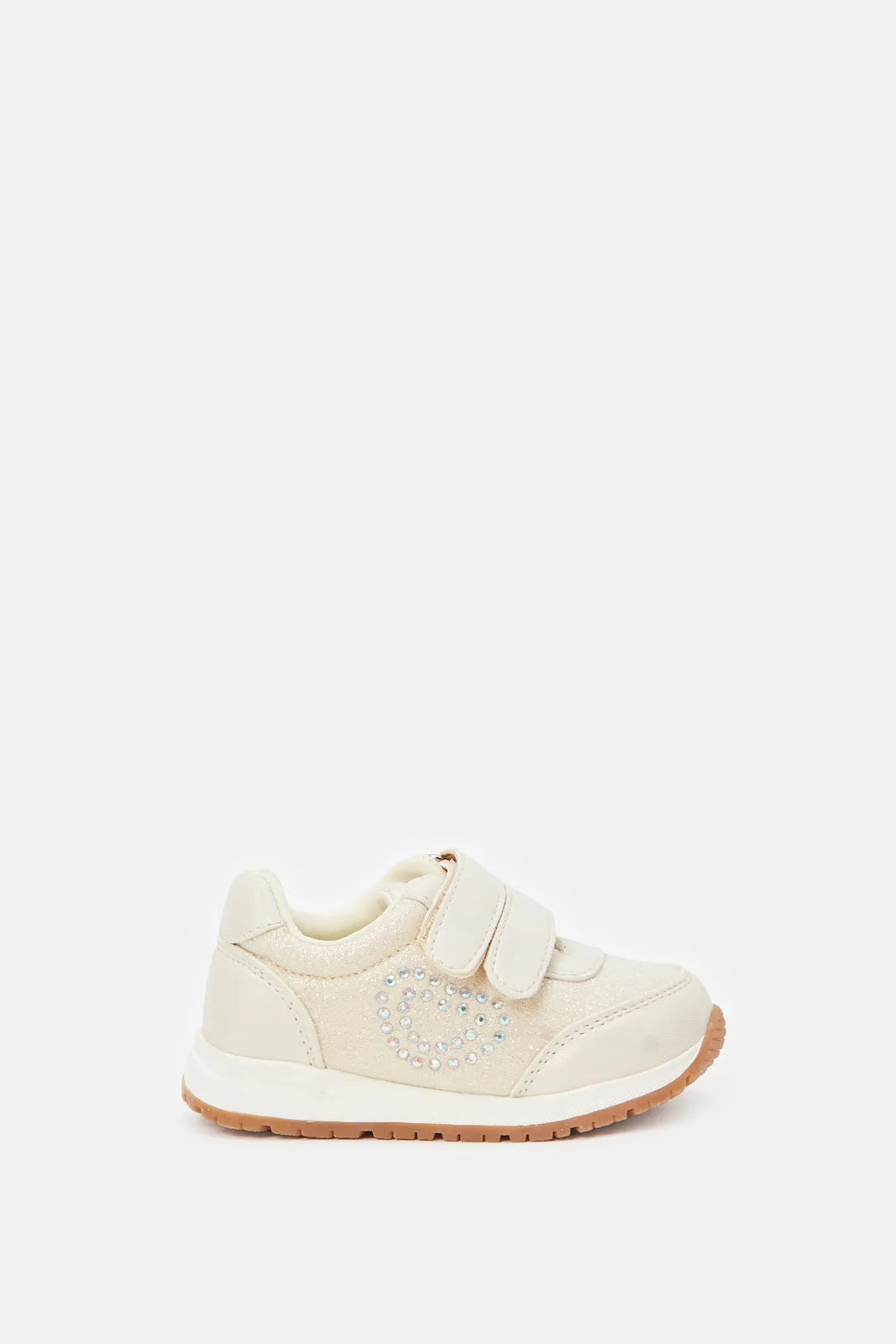 Girls Gold Velcro Strap Slim Runner