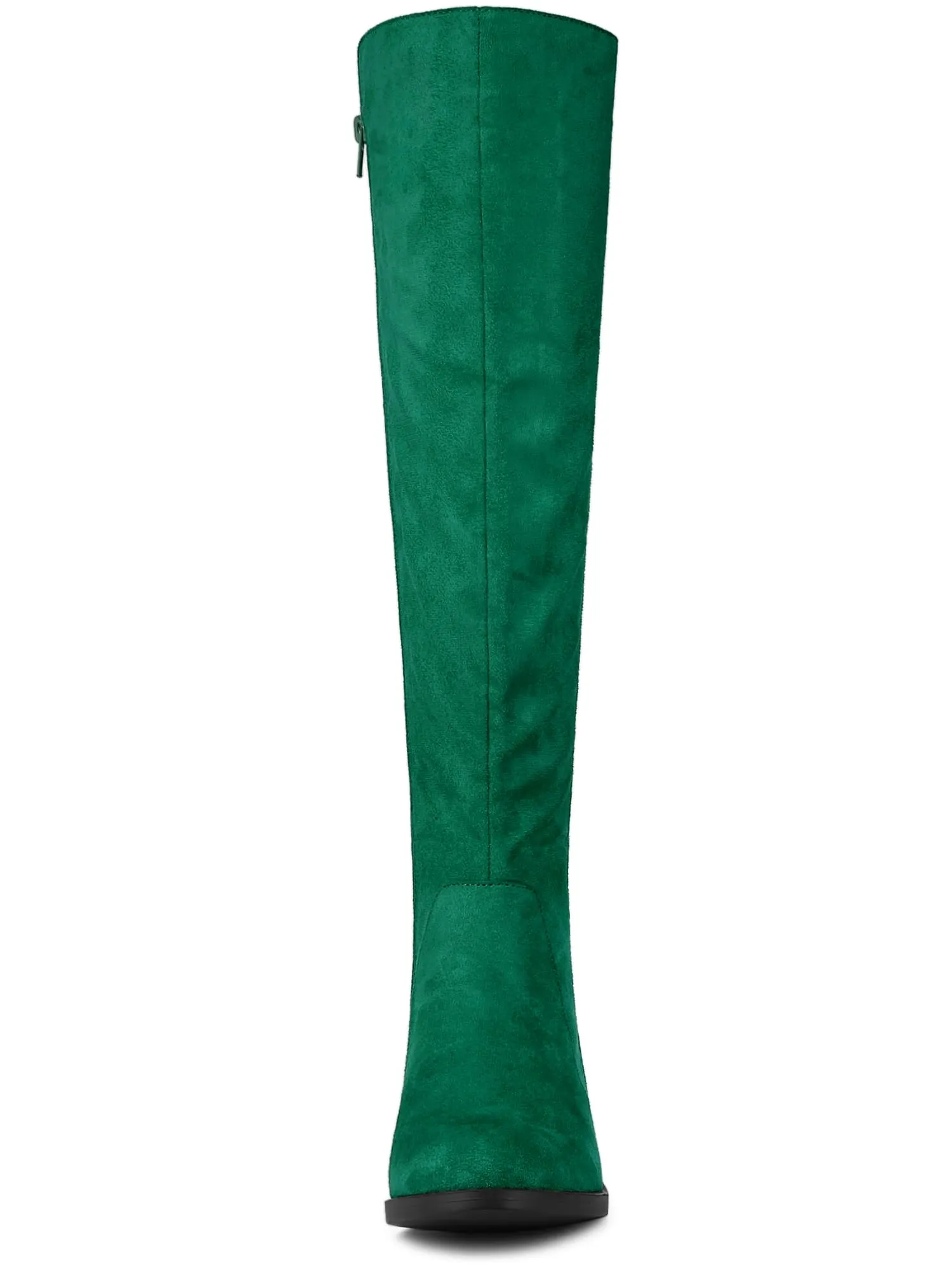 Green Suede Knee High Side Zipper Boots