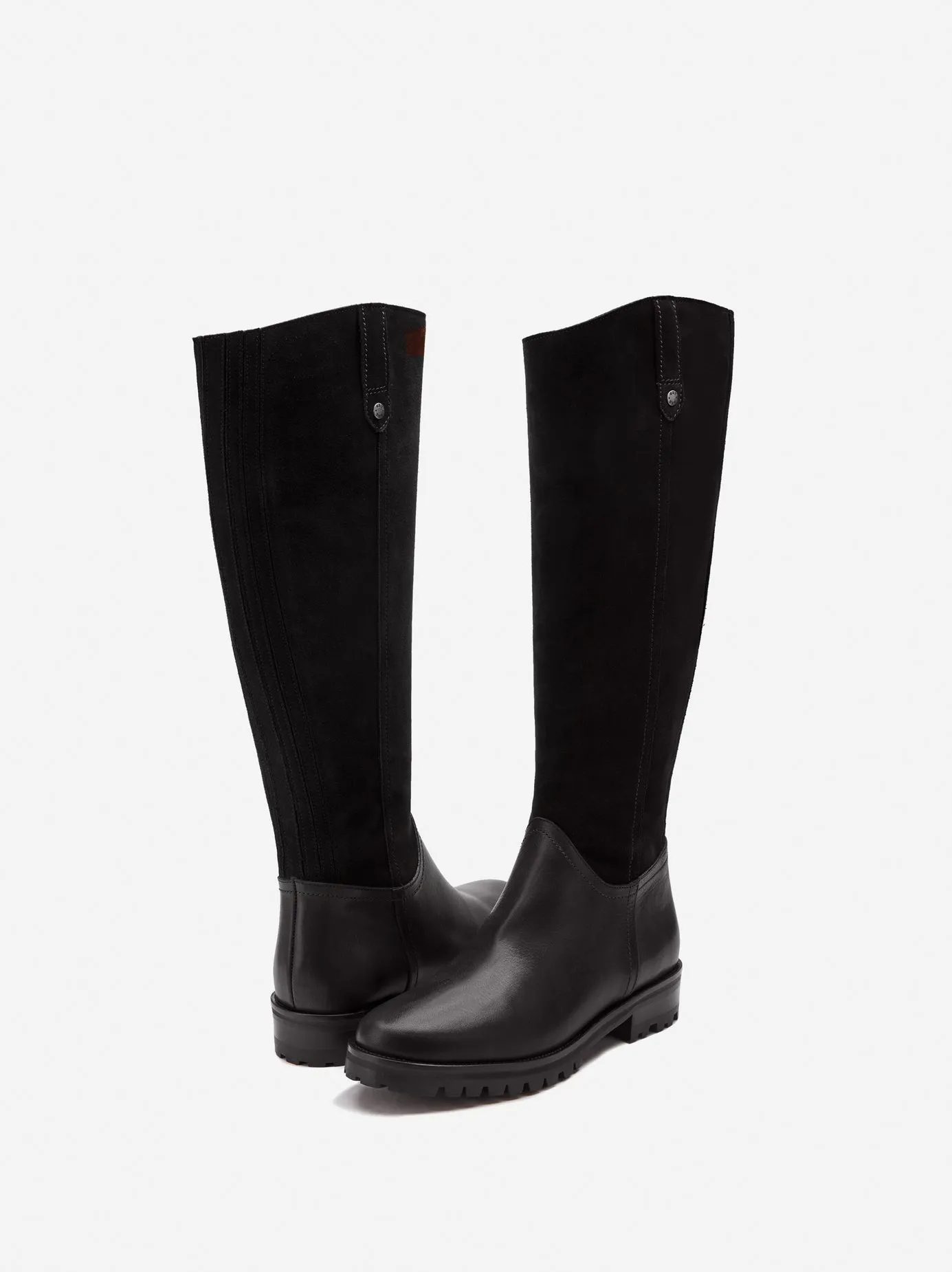 Jeane Knee High Boots in Black Suede