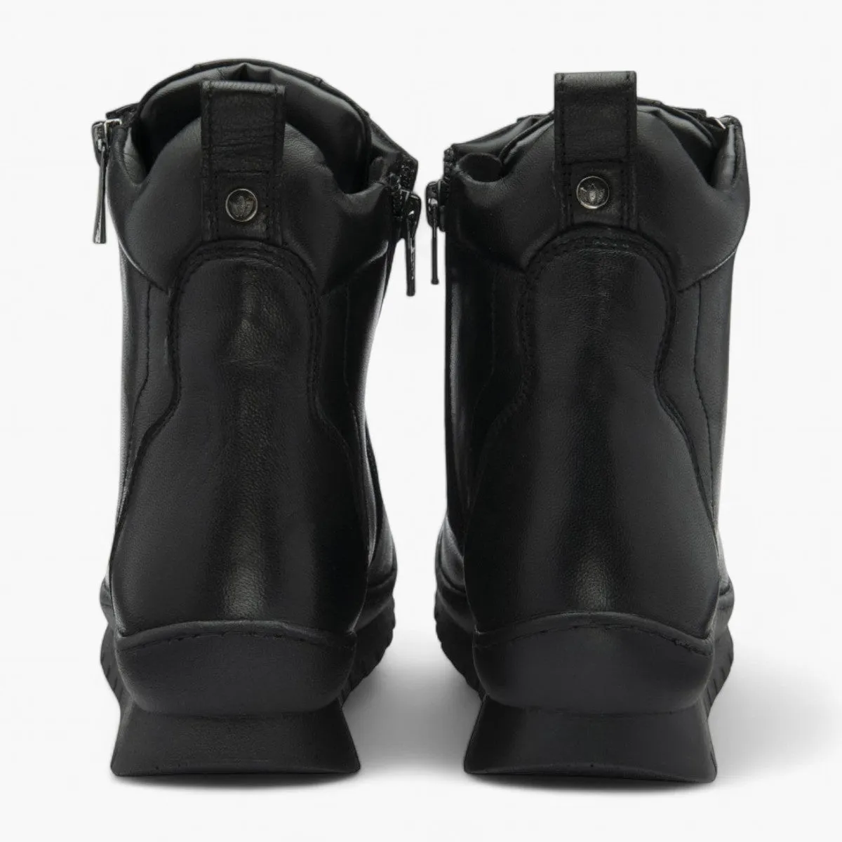 Lotus Corsica Black Leather Ankle Boots for Women