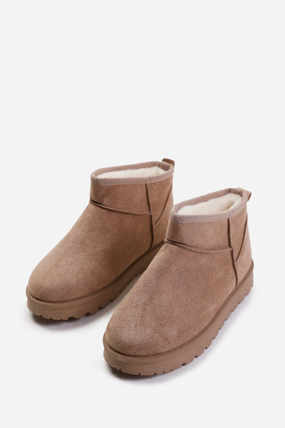 MAPLE FAUX FUR LINING ANKLE BOOTS IN CAMEL SUEDE