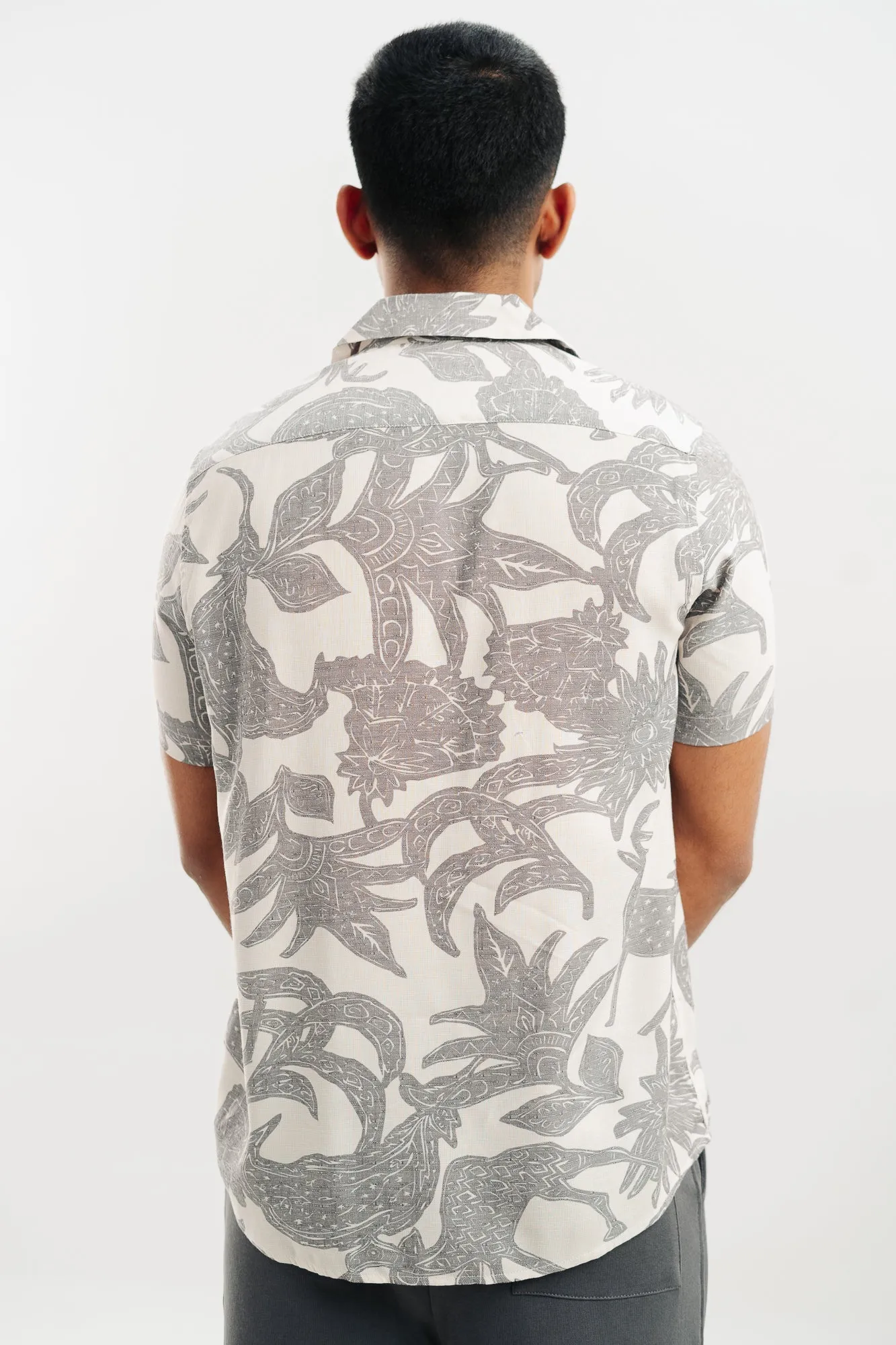 Men's Black Abstract Print Shirt