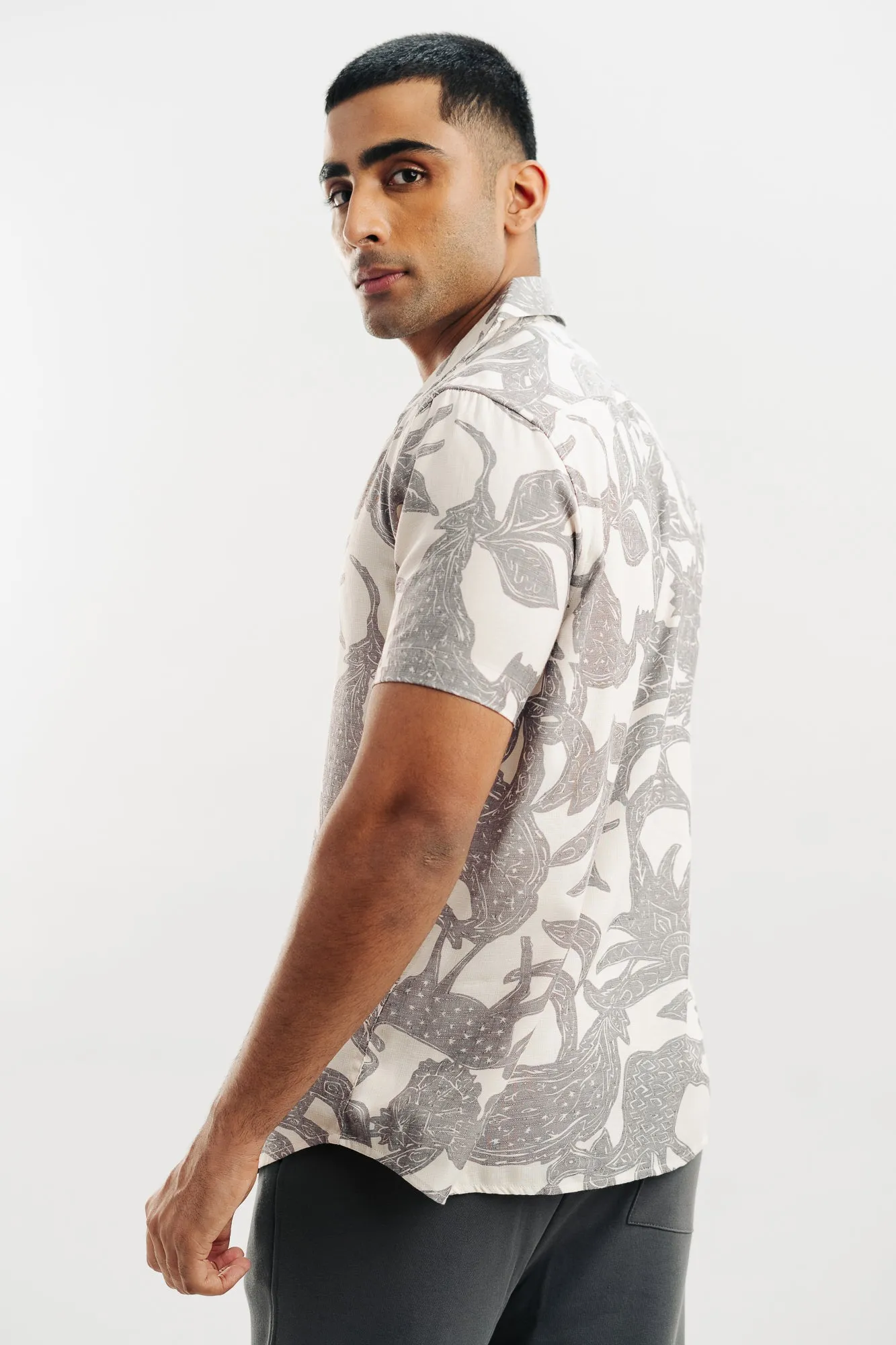 Men's Black Abstract Print Shirt