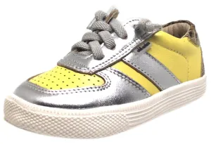 Old Soles Boy's and Girl's Lemon Silver Leather Urban Code Lace Up Tri Colored Sneaker Shoe