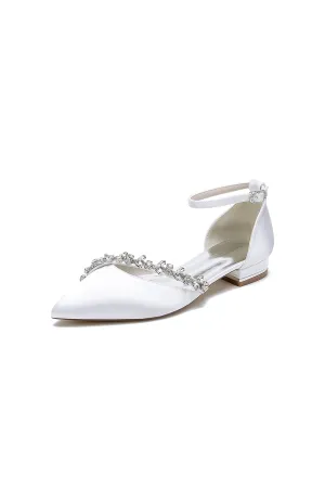 Pretty Rhinestone Pointed Toe Ankle Strap Kitten Heels