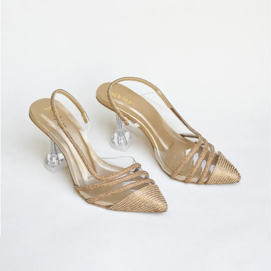 Rhinestone Crystal Heels Golden