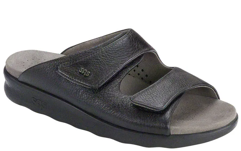 SAS Cozy Slide Women Sandal - BLACK Genuine Leather Upper Made in USA Brandy's Shoes