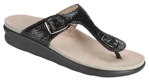 SAS WOMEN BLACK SNAKE Sanibel T-Strap Slide Sandal Made in USA Brandy's Shoes