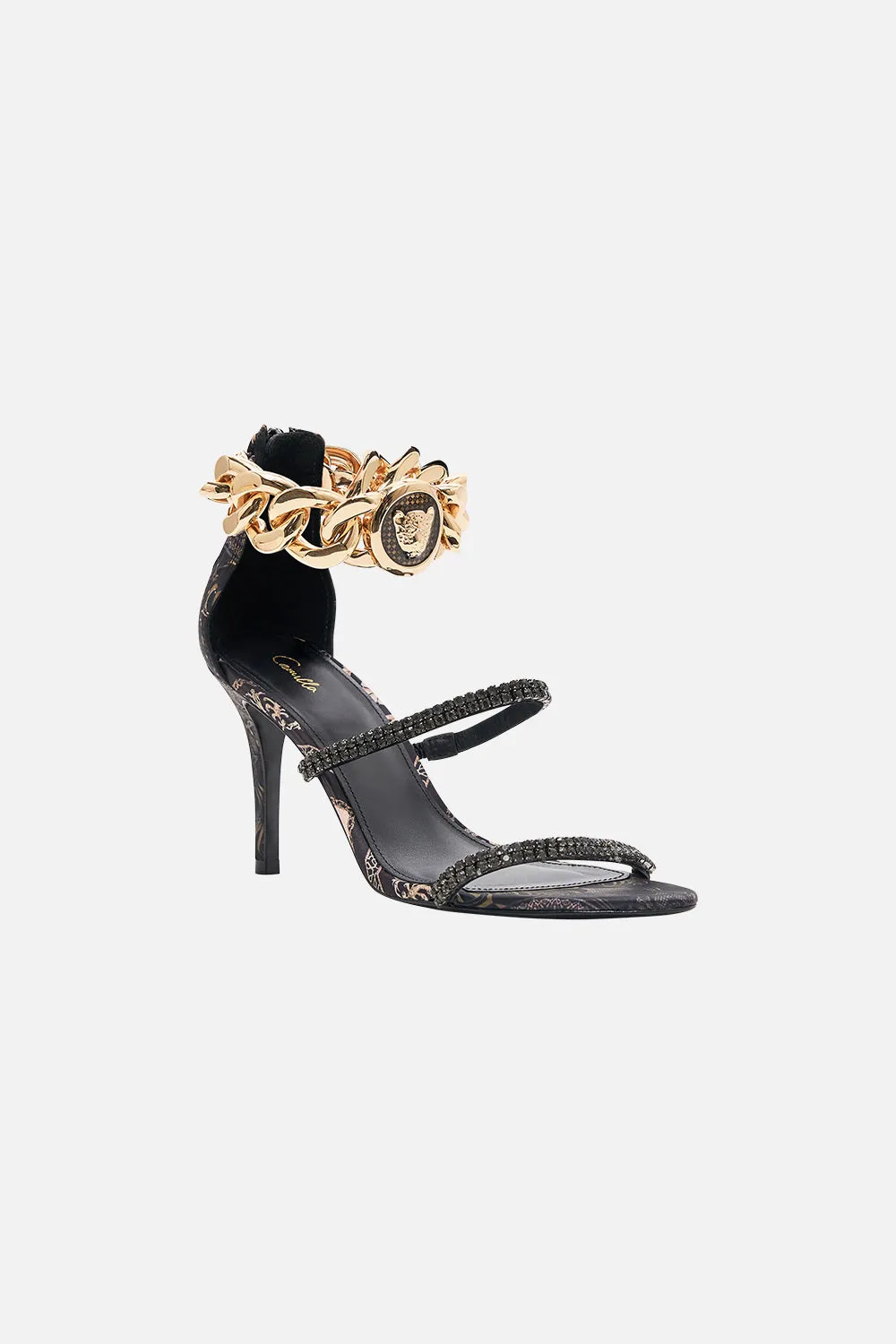 SASKIA CHAIN ANKLET HIGH HEEL SANDAL NOUVEAU NOIR