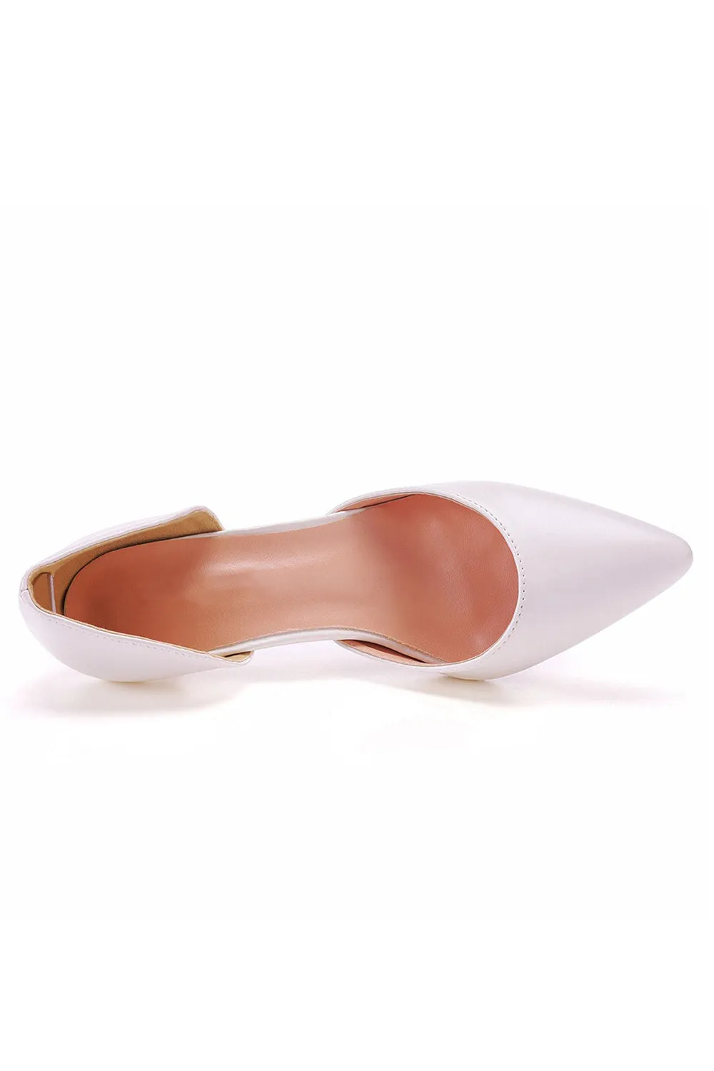 Simple Elegant Mid Cutout Two-Piece Slip on Pointed Toe Kitten Heels