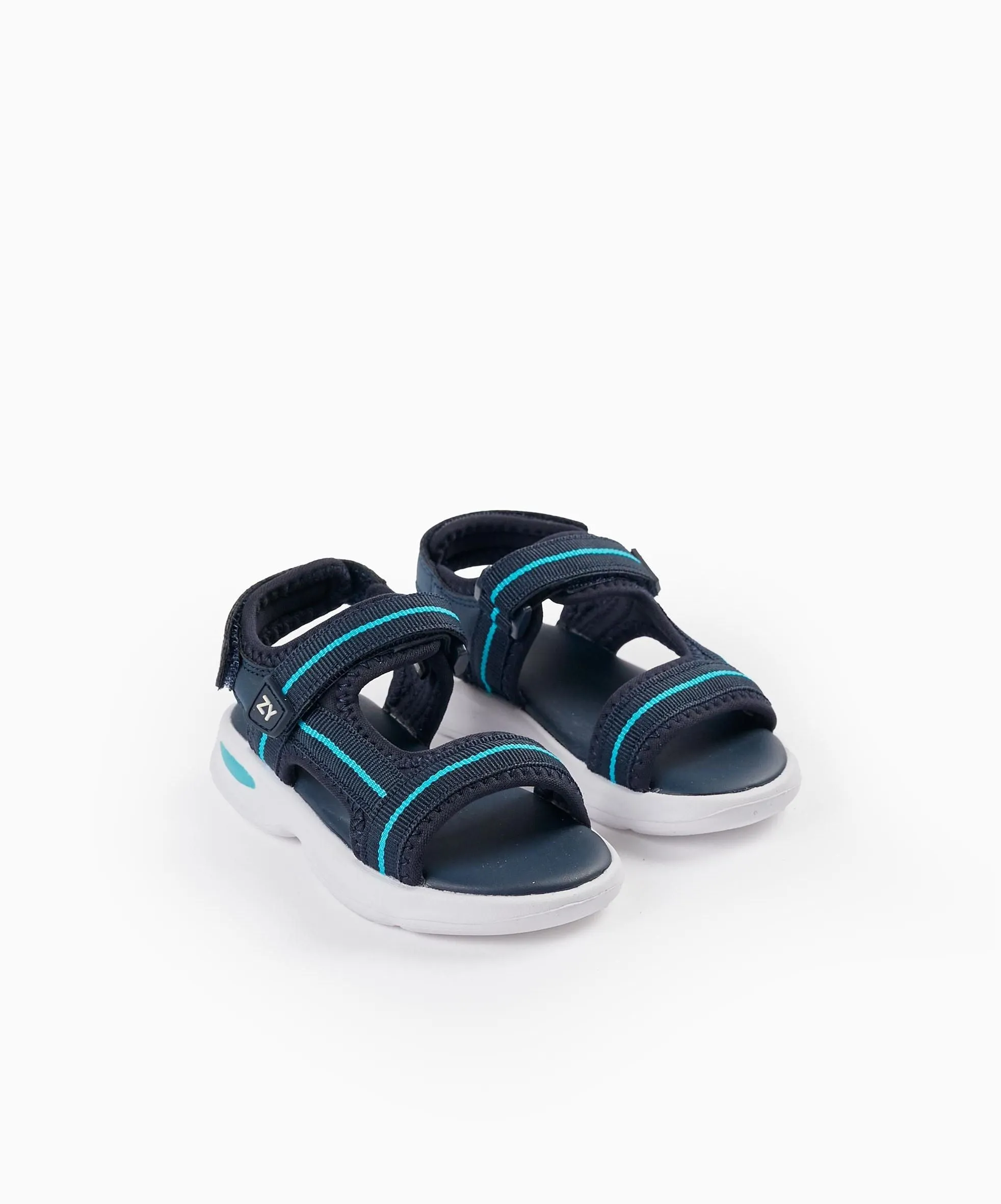 Sporty Sandals with Straps for Baby Boys, Blue/Dark Blue