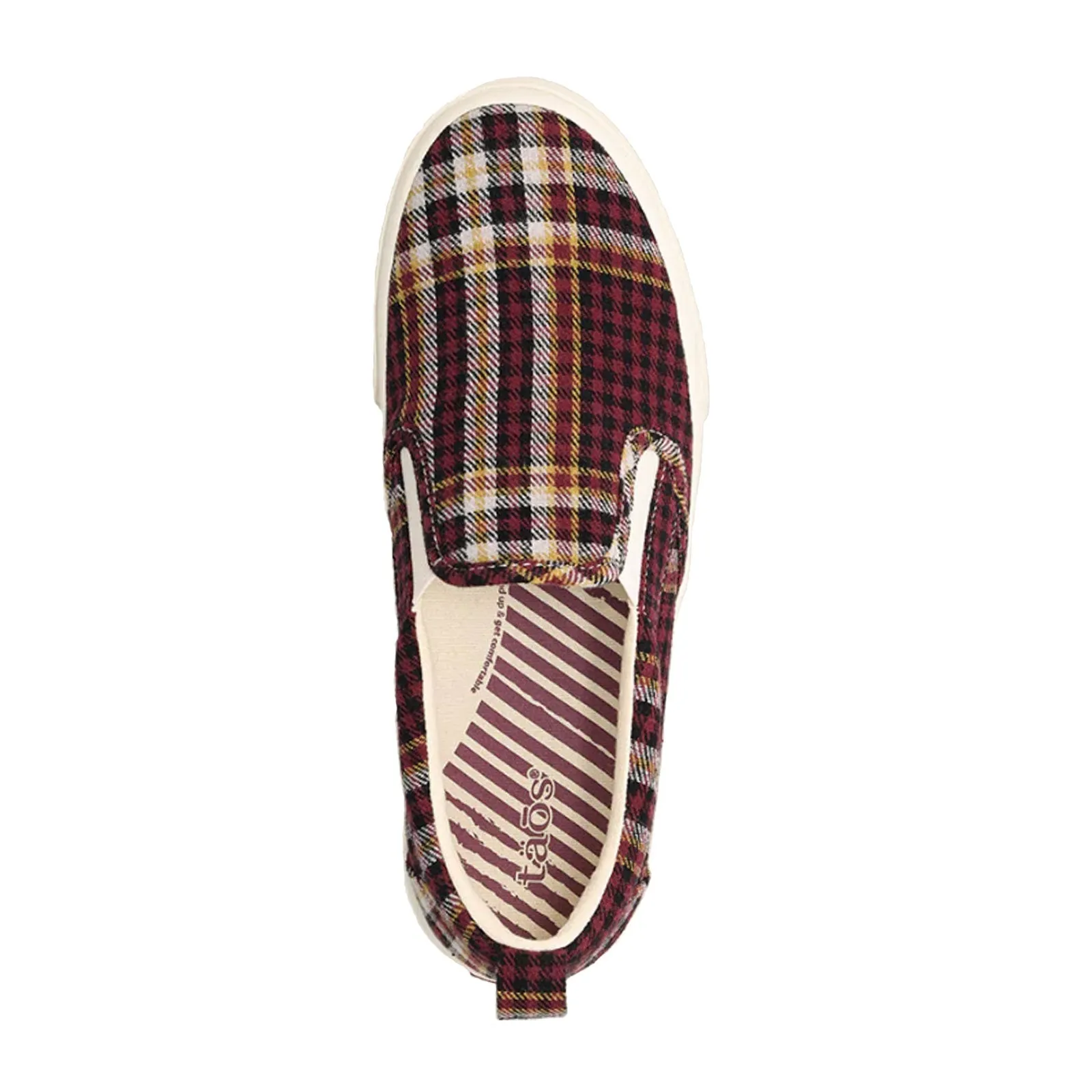 Taos Rubber Soul Slip On Sneaker (Women) - Burgundy Plaid