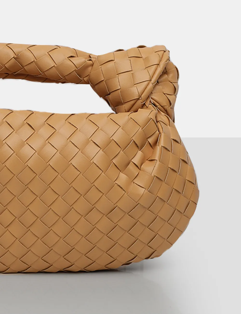 The Blame Tan Woven PU Knot Detail Mini Grab Bag