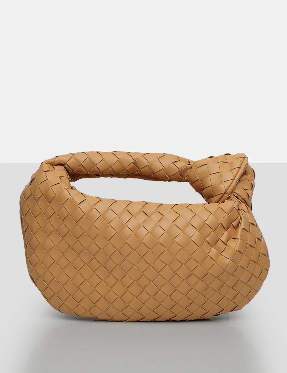 The Blame Tan Woven PU Knot Detail Mini Grab Bag