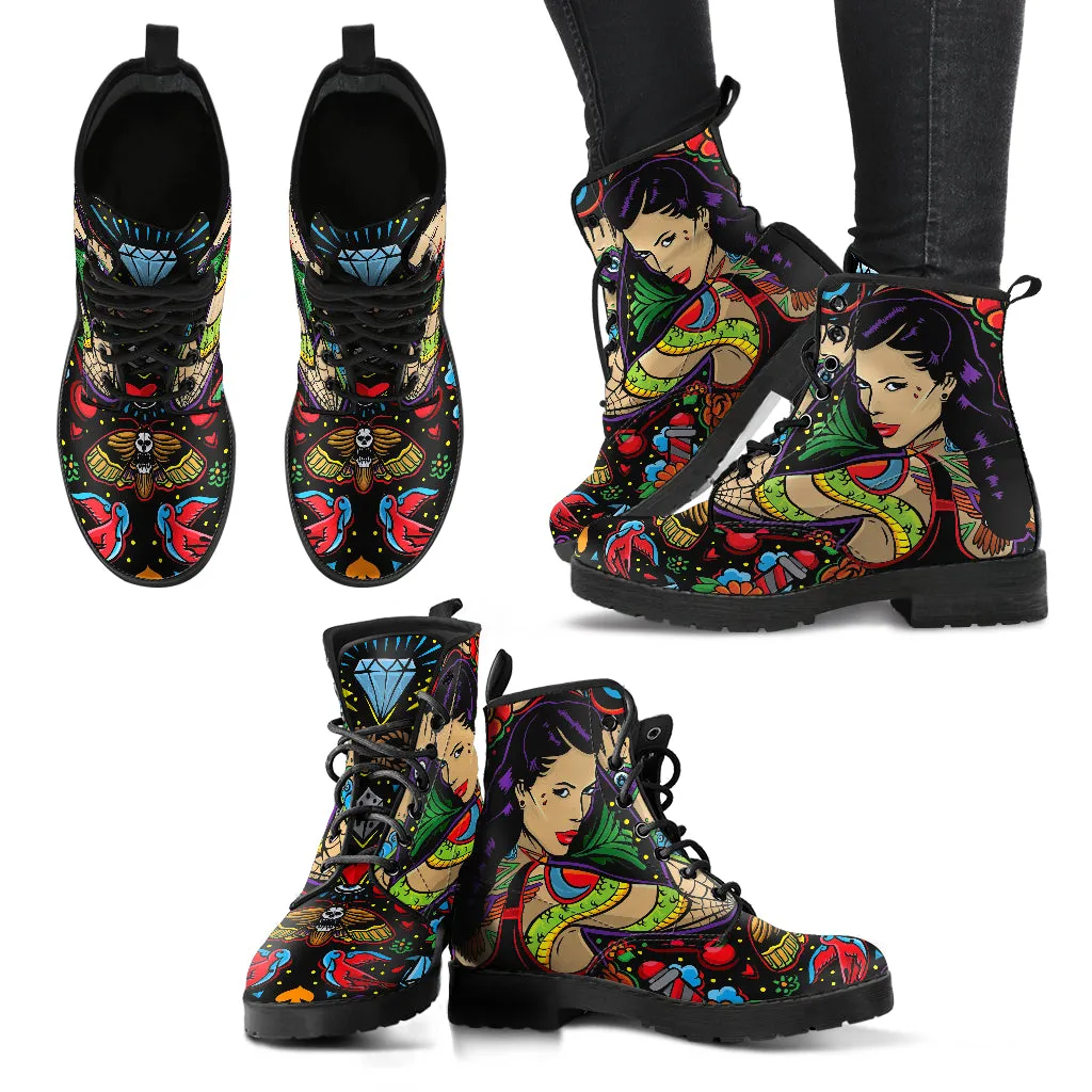 TRAD PIN UP TATTOO BOOTS - FREE SHIPPING WORLDWIDE