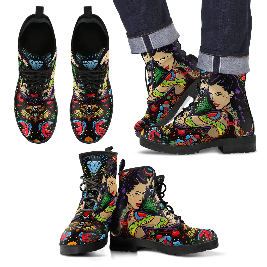 TRAD PIN UP TATTOO BOOTS - FREE SHIPPING WORLDWIDE