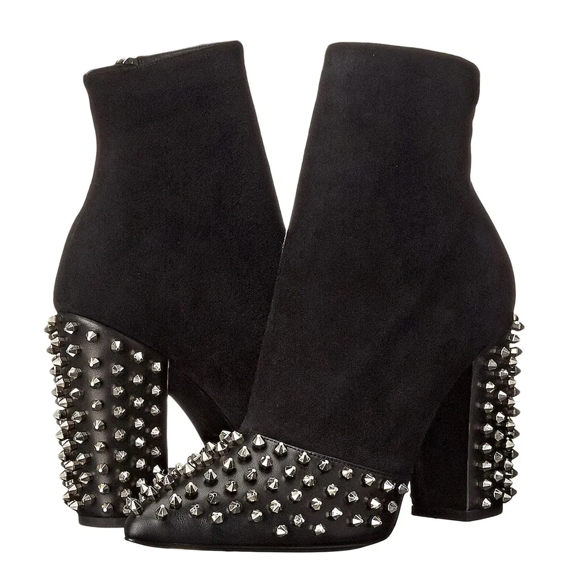 Trend4us Women's Studded Block Heel Ankle Boots