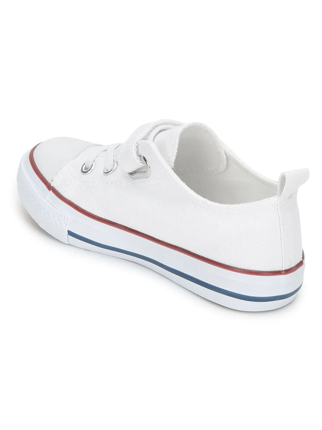 White Canvas Stylish Velcro Sneakers For Kids-Unisex (TC-VKCAN3-WHT)