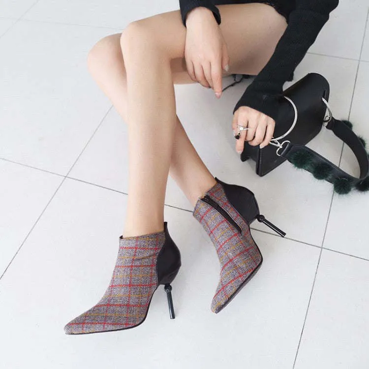 Winter Tweed Plaid Checked High Heels Elegant Woman Pumps Fashion