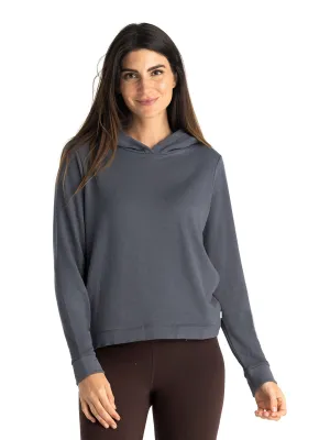 Women's Bamboo Lightweight Fleece Cropped Hoodie - Storm Cloud