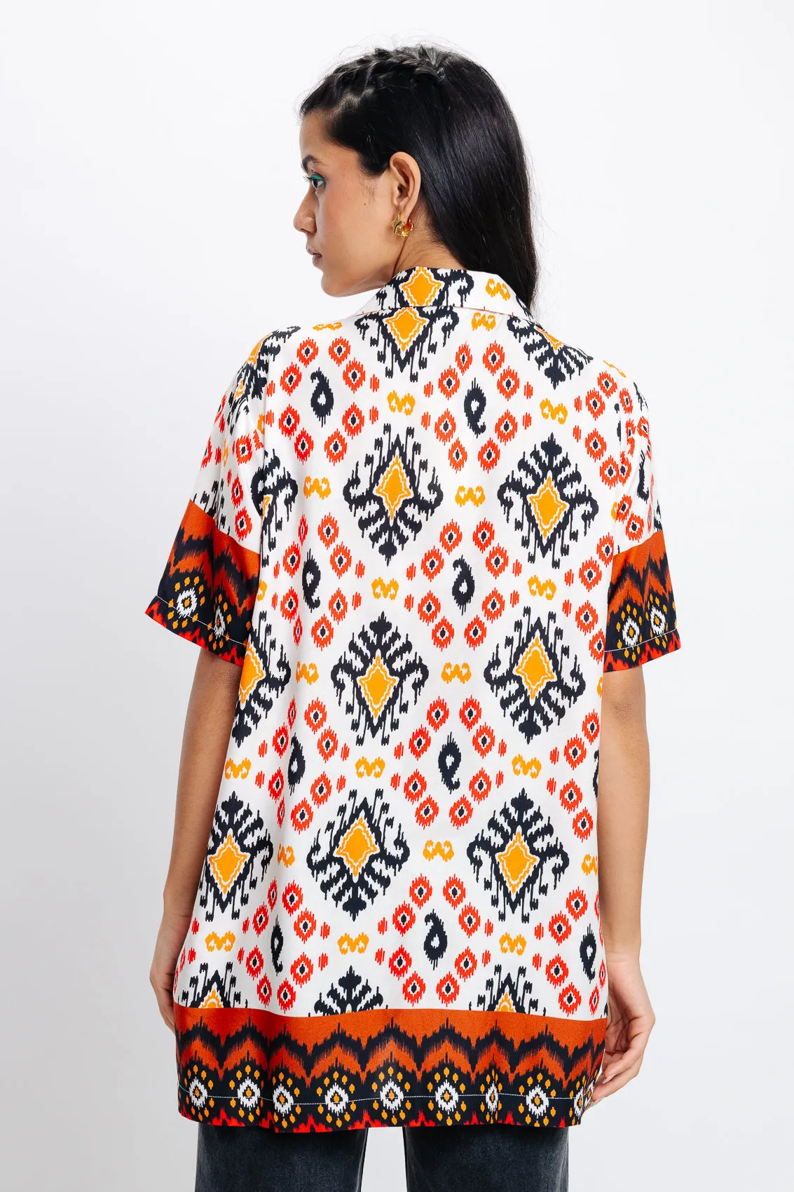 Women's Orange Printed Shirt