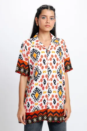 Women's Orange Printed Shirt