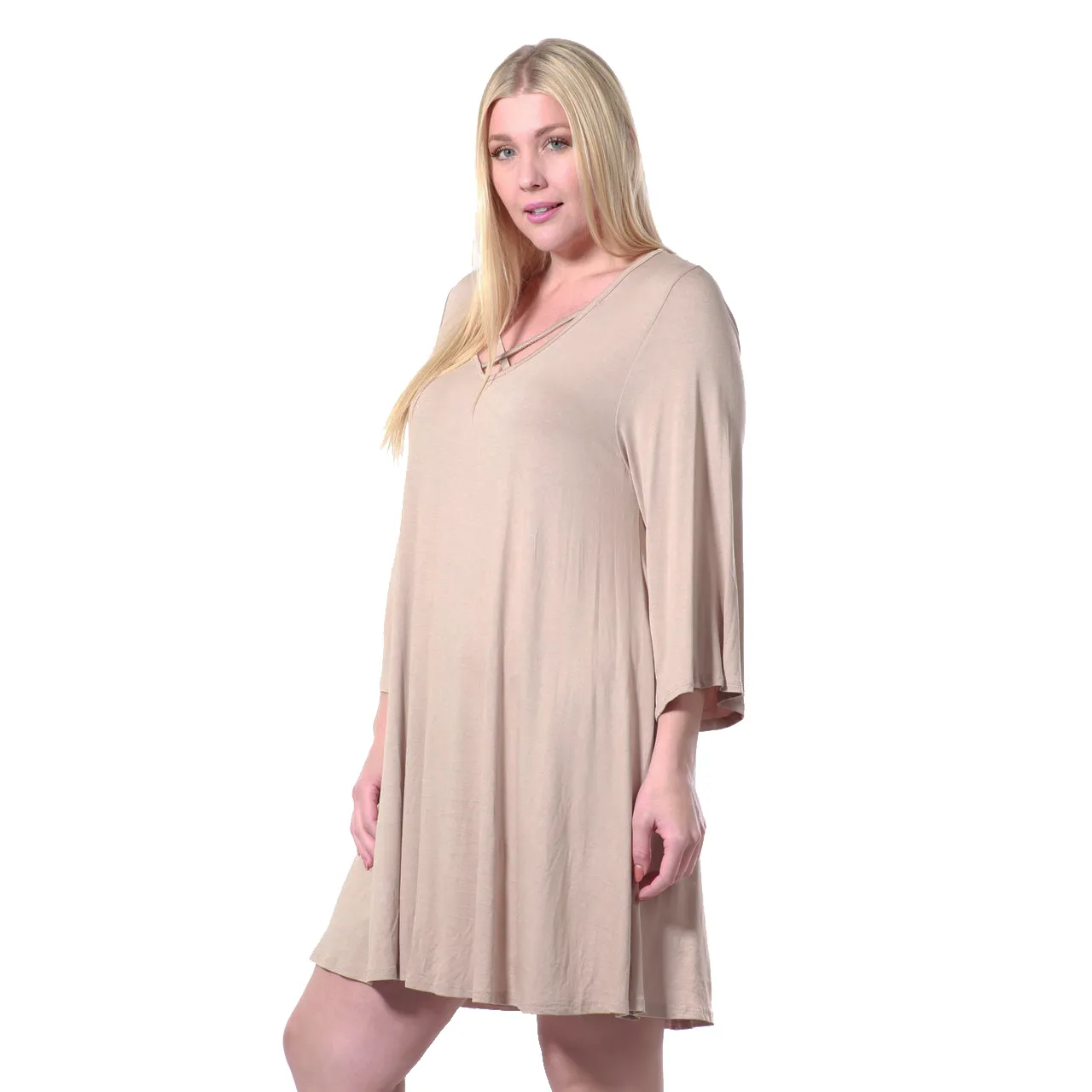 Women's Plus Size Drawstring Half Sleeve Blouse Dress