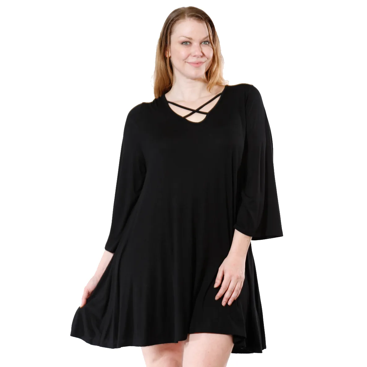 Women's Plus Size Drawstring Half Sleeve Blouse Dress