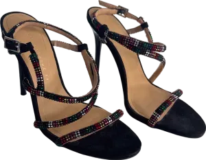 Zara Black/ Rainbow Crystal Strappy Heels EU 37 UK 4